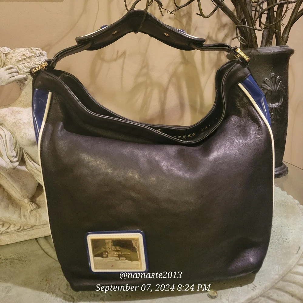 L.A.M.B. Gwen Stefani Leather Shoulder Hobo Bag Side Stripe NWOT Designer #30